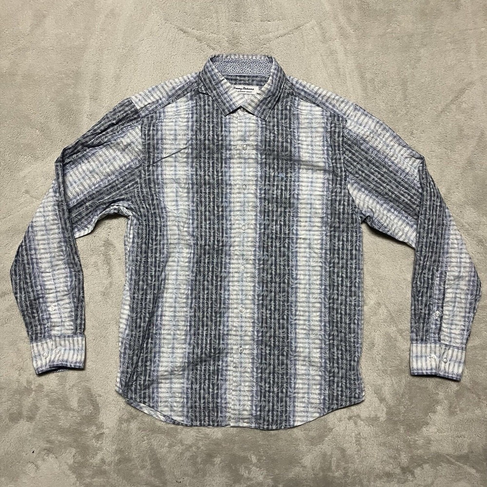 Tommy Bahama‎ Shirt Mens Medium Blue Floral Newport Coast Pima Cotton Tropical